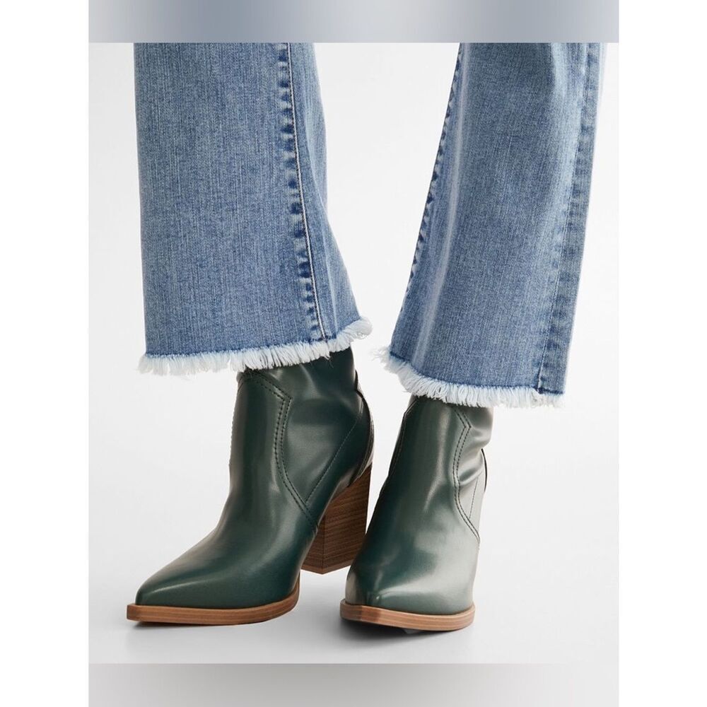 Altar'd State Dark Green Leather Ankle Boots